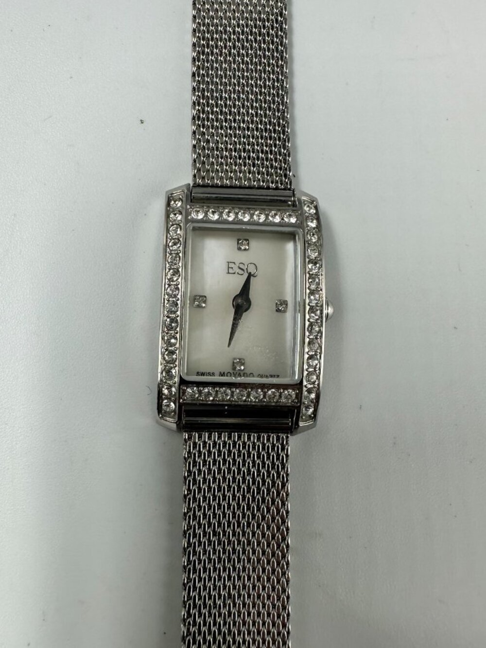 ESQ by Movado Watch Women Silver Tone Mother of Pearl Dial Mesh Band New Battery